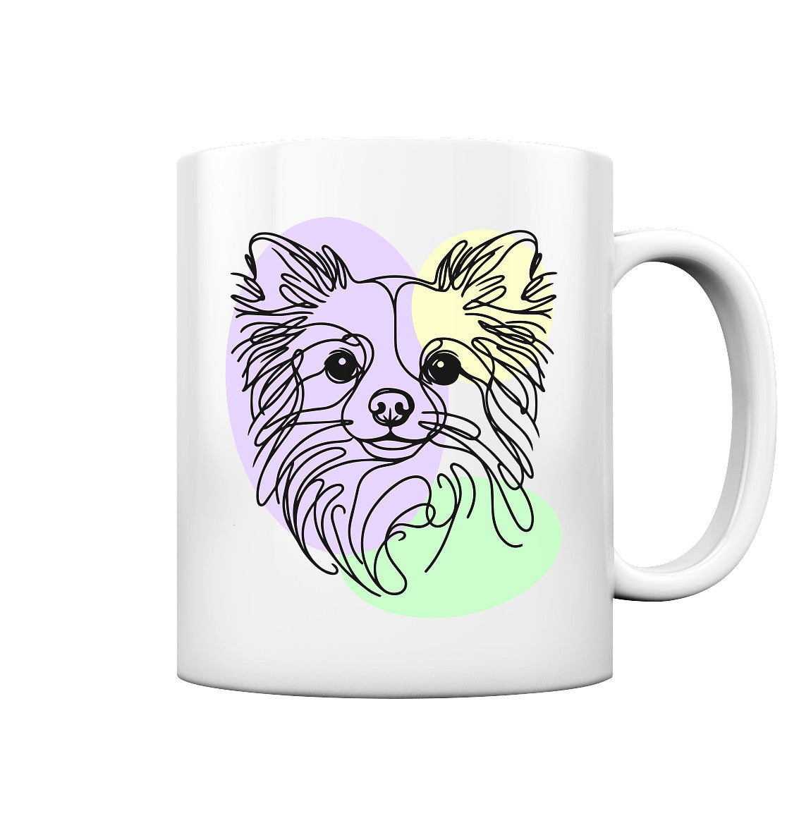 Line Art - Süßer Chihuahua (Langhaar) - Tasse glossy