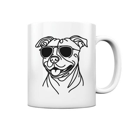 Line Art - Cooler Staffordshire Bullterrier - Tasse glossy