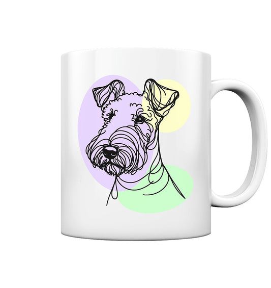 Line Art - Süßer Airedale Terrier - Tasse glossy