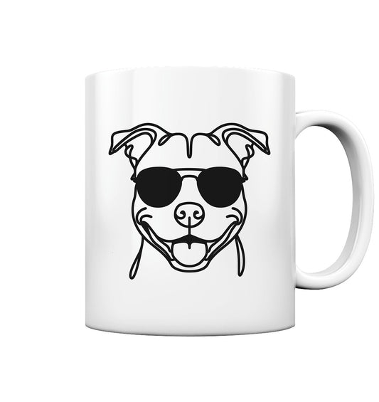 Line Art - Cooler American Staffordshire Terrier - Tasse glossy