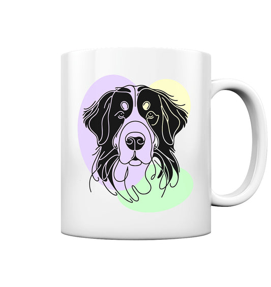 Line Art - Süßer Berner Sennenhund - Tasse glossy