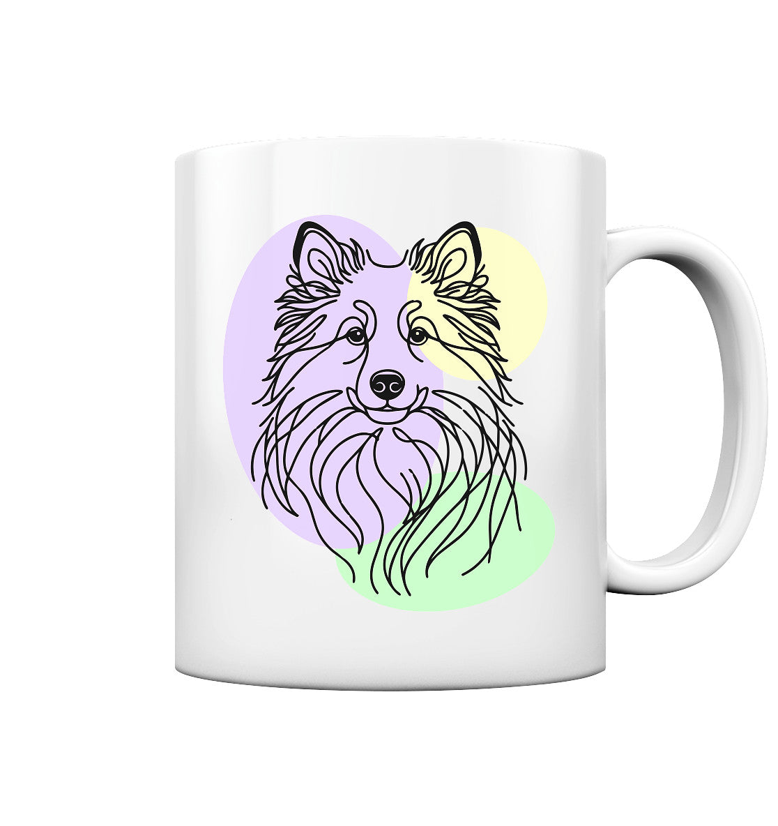 Line Art - Süßer Islandhund - Tasse glossy