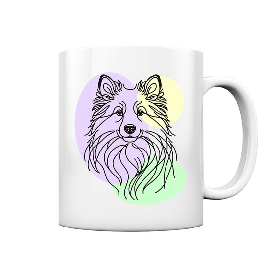 Line Art - Süßer Islandhund - Tasse glossy