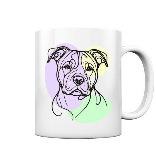 Line Art - Süßer American Staffordshire Terrier - Tasse glossy