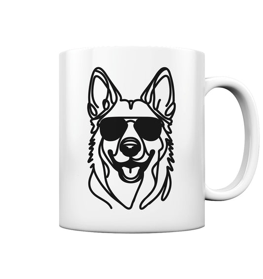 Line Art - Cooler Holländischer Schäferhund - Tasse glossy