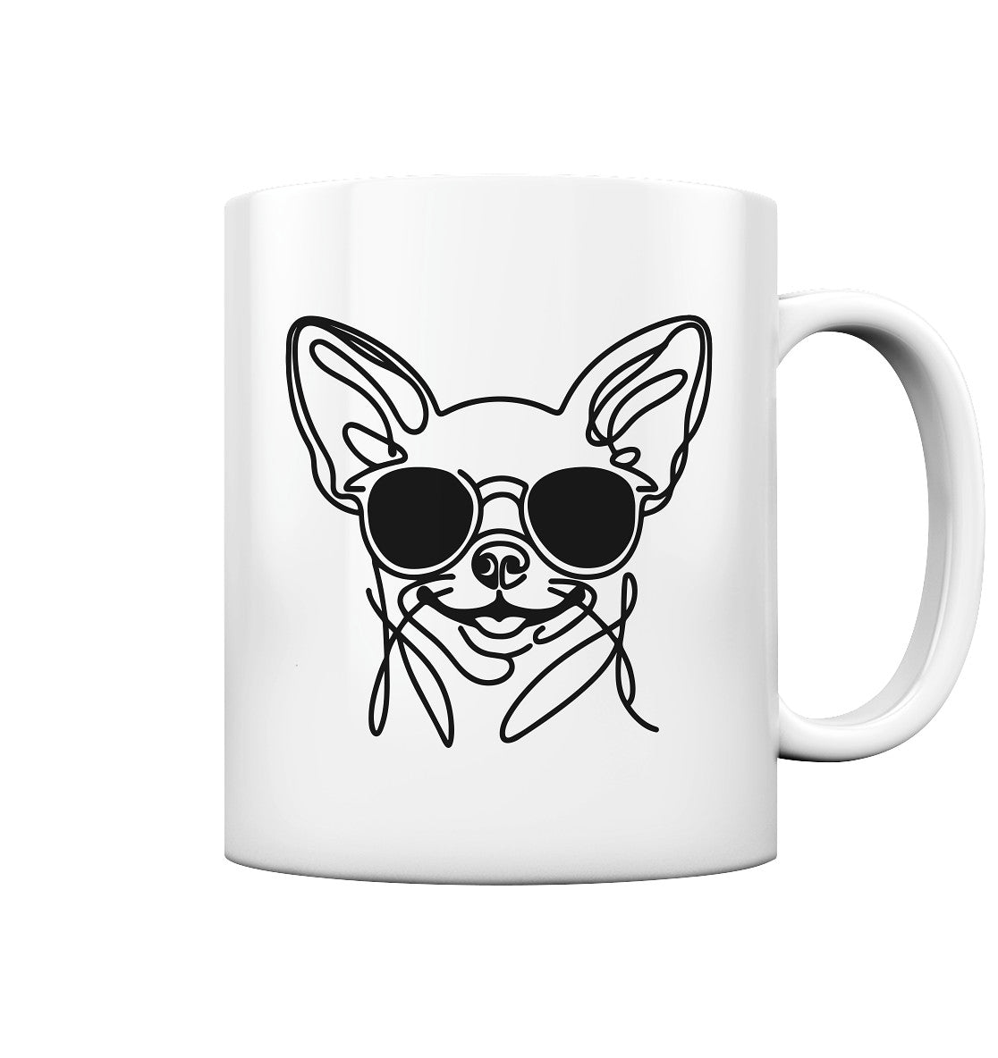 Line Art - Cooler Chihuahua (Kurzhaar) - Tasse glossy