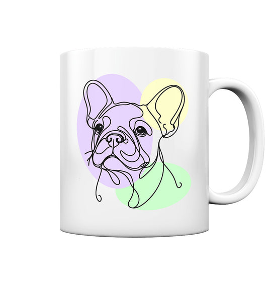 Line Art - Süße Französische Bulldogge - Tasse glossy
