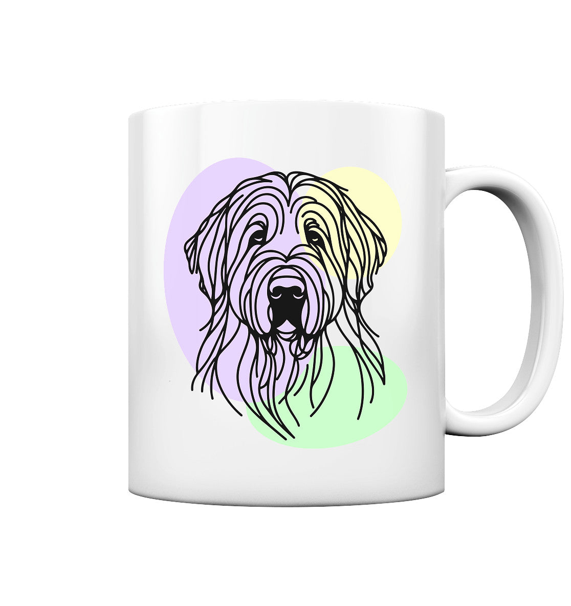 Line Art - Süßer Briard - Tasse glossy
