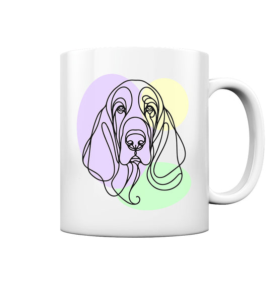 Line Art - Süßer Basset Hound - Tasse glossy
