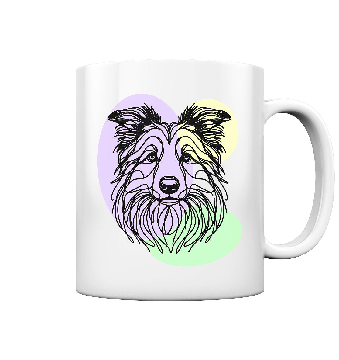 Line Art - Süßer Border Collie - Tasse glossy