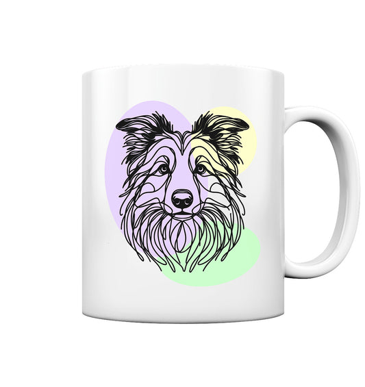 Line Art - Süßer Border Collie - Tasse glossy