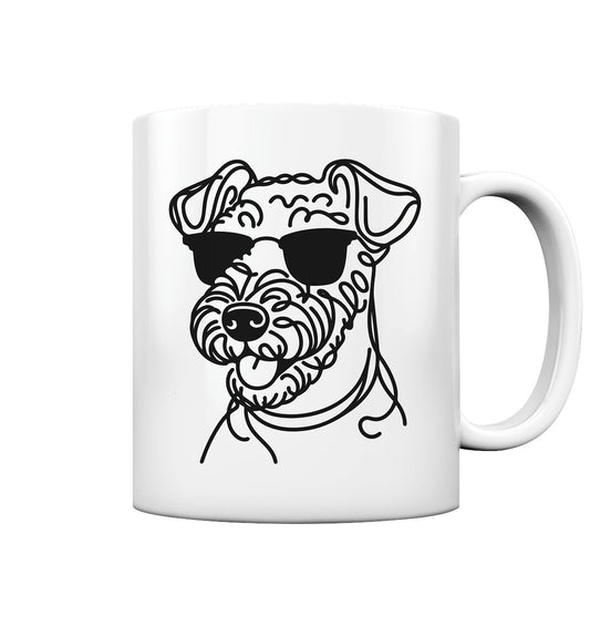 Line Art - Cooler Airedale Terrier - Tasse glossy