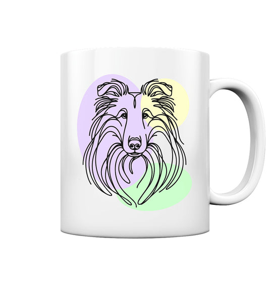 Line Art - Süßer Collie - Tasse glossy