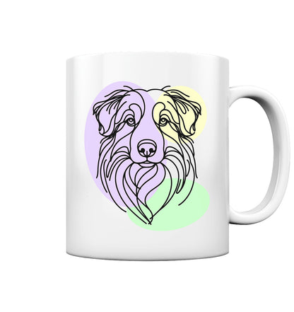 Line Art - Süßer Australian Shepherd - Tasse glossy