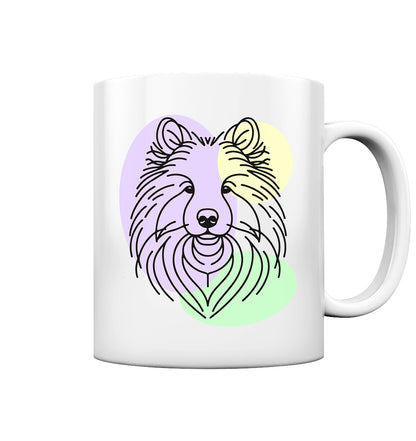 Line Art - Süßer Wolfsspitz - Tasse glossy