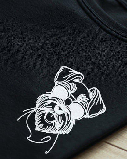 Motiv "Line Art Cooler Schnauzer" auf schwarzem Shirt