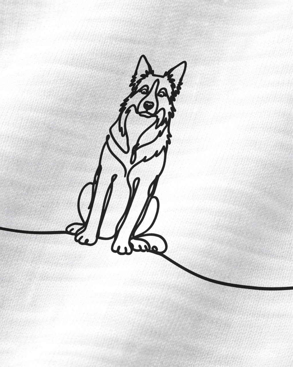 Motiv nah - LineArt Hund mit Herz - Border Collie mit Stehohren