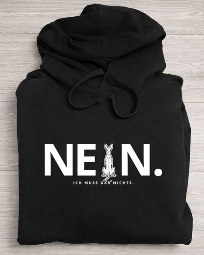 Motiv "Nein. Ich muss gar nichts." mit Podenco