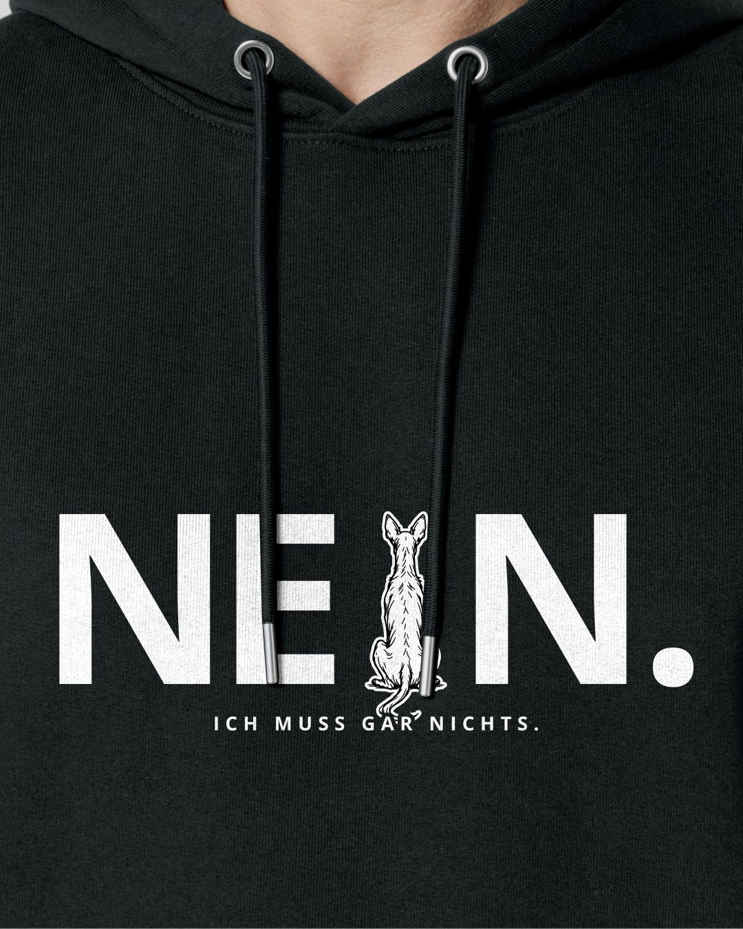 Motiv "Nein. Ich muss gar nichts." mit Podenco