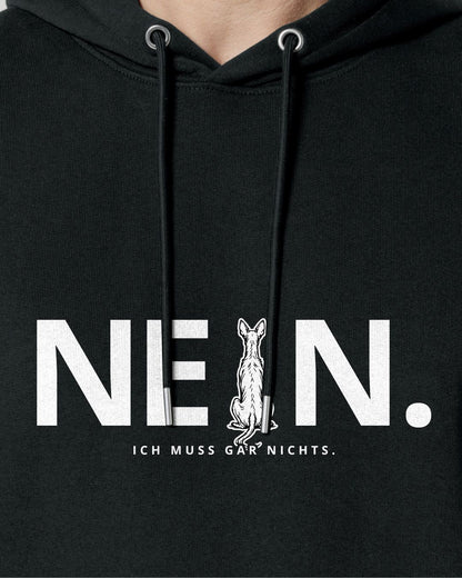 Motiv "Nein. Ich muss gar nichts." mit Podenco