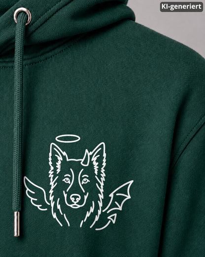 KI-generiertes Detailbild – Halo & Horns - Border Collie