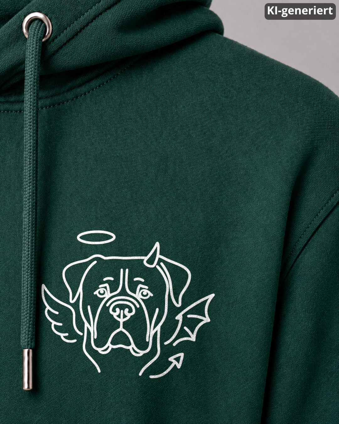 KI-generiertes Detailbild – Halo & Horns - Bullmastiff