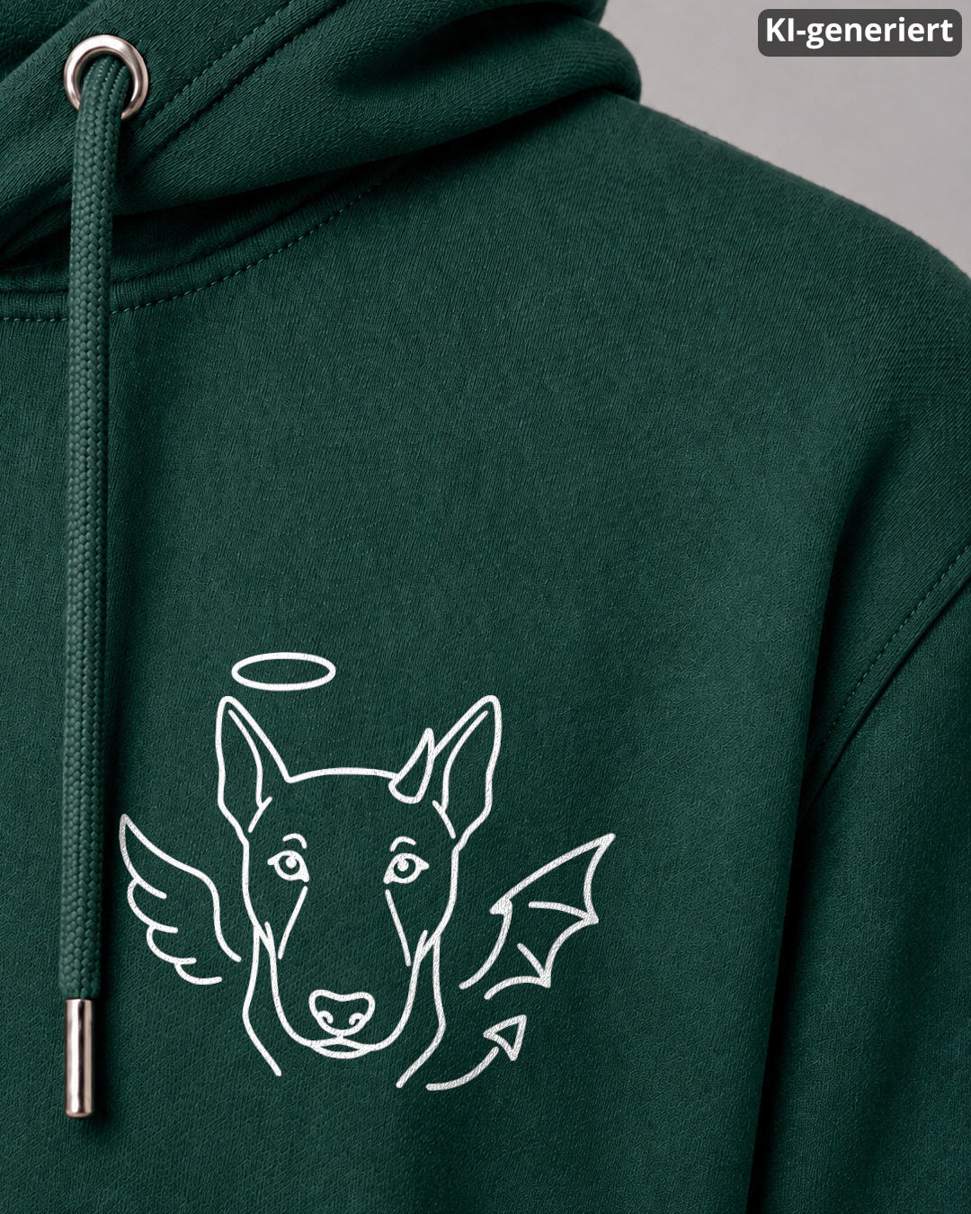 KI-generiertes Detailbild – Halo & Horns - Bullterrier