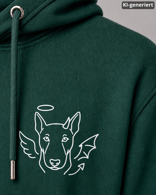 KI-generiertes Detailbild – Halo & Horns - Bullterrier