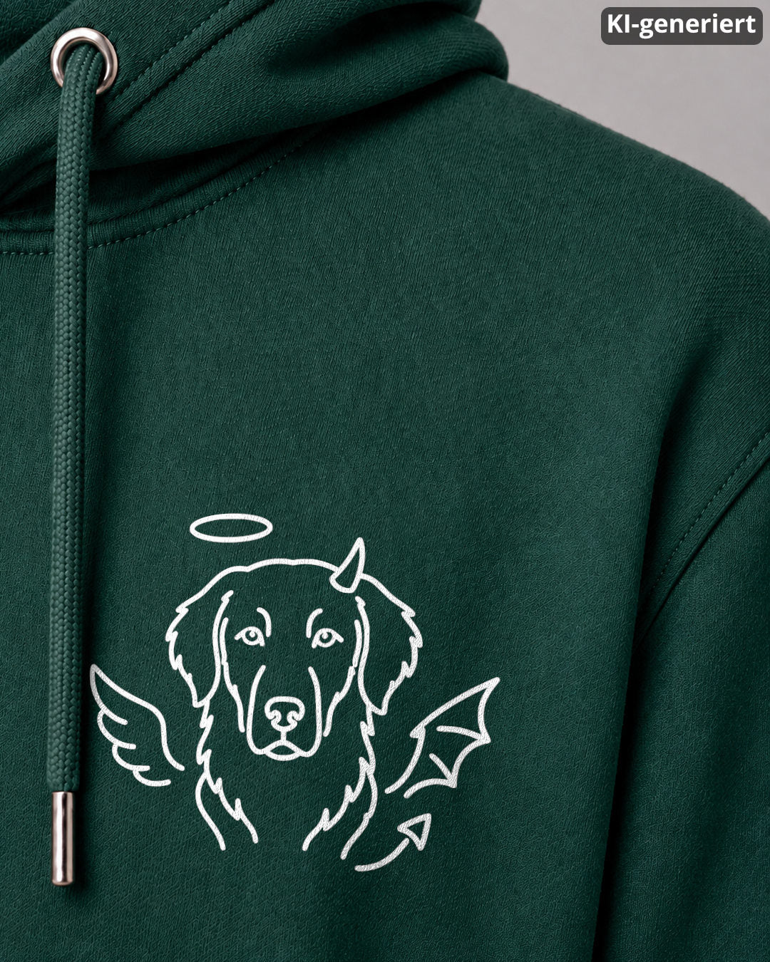 KI-generiertes Detailbild – Halo & Horns - Flat Coated Retriever