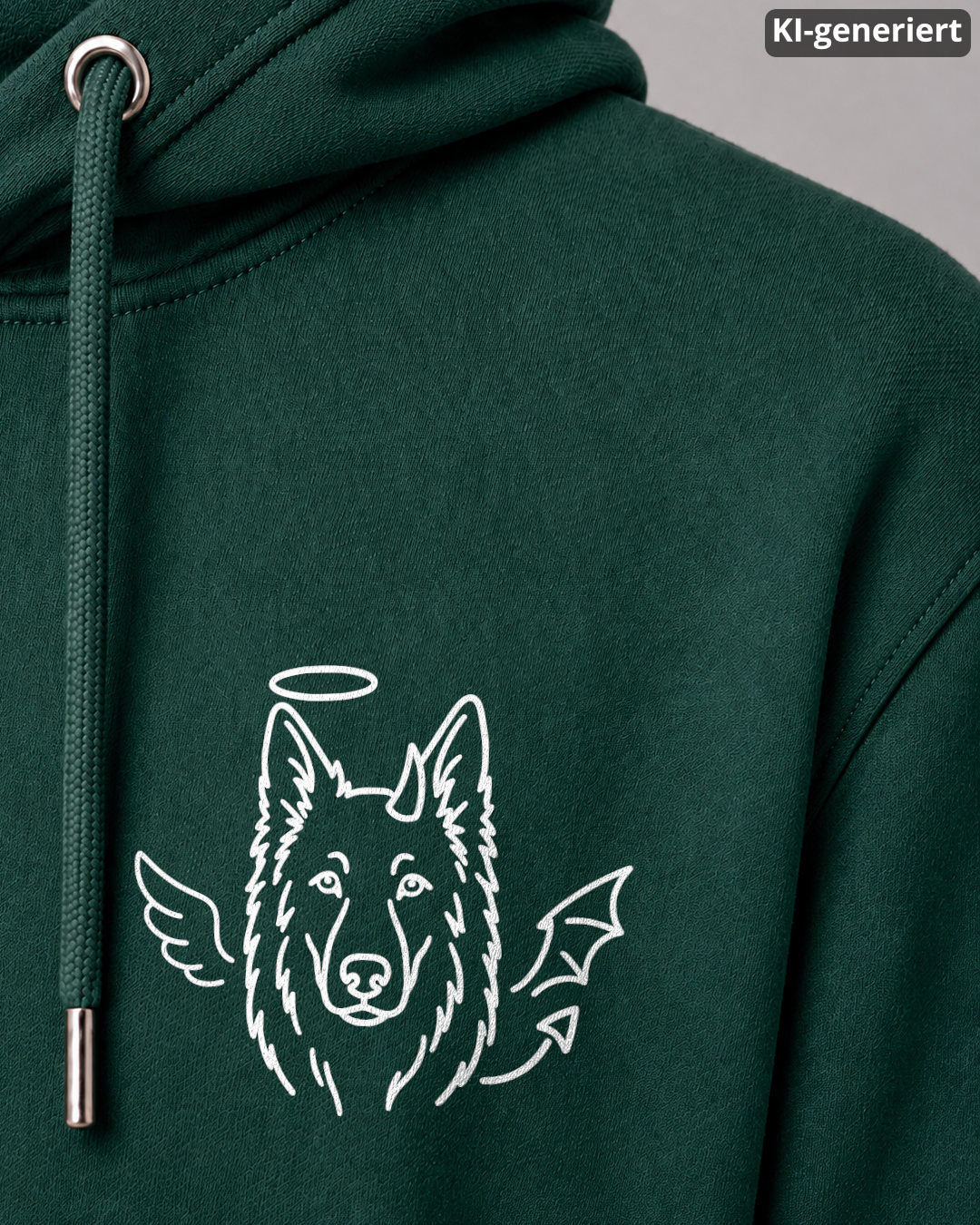 KI-generiertes Detailbild – Halo & Horns - Holländischer Schäferhund