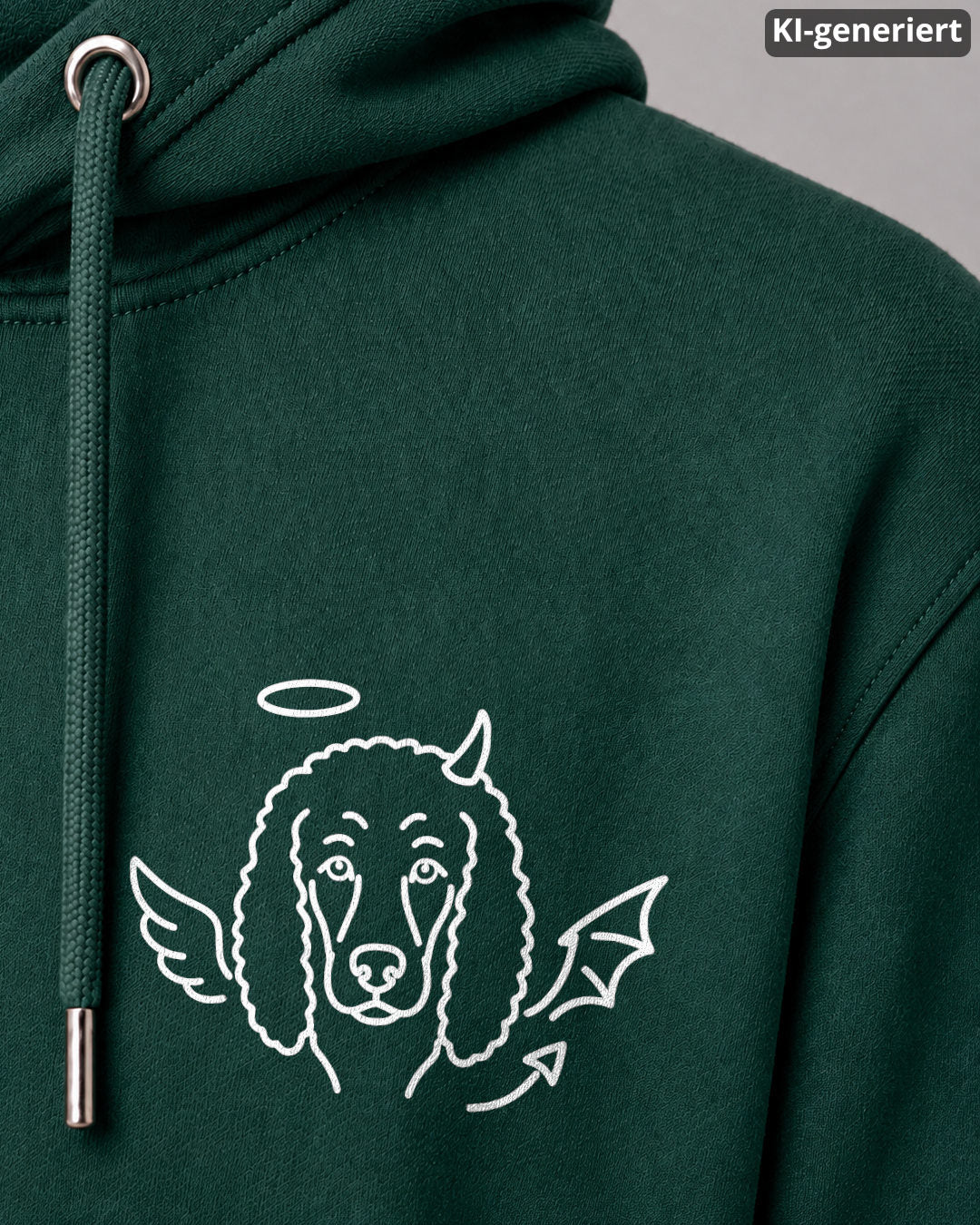 KI-generiertes Detailbild – Halo & Horns - Irish Water Spaniel