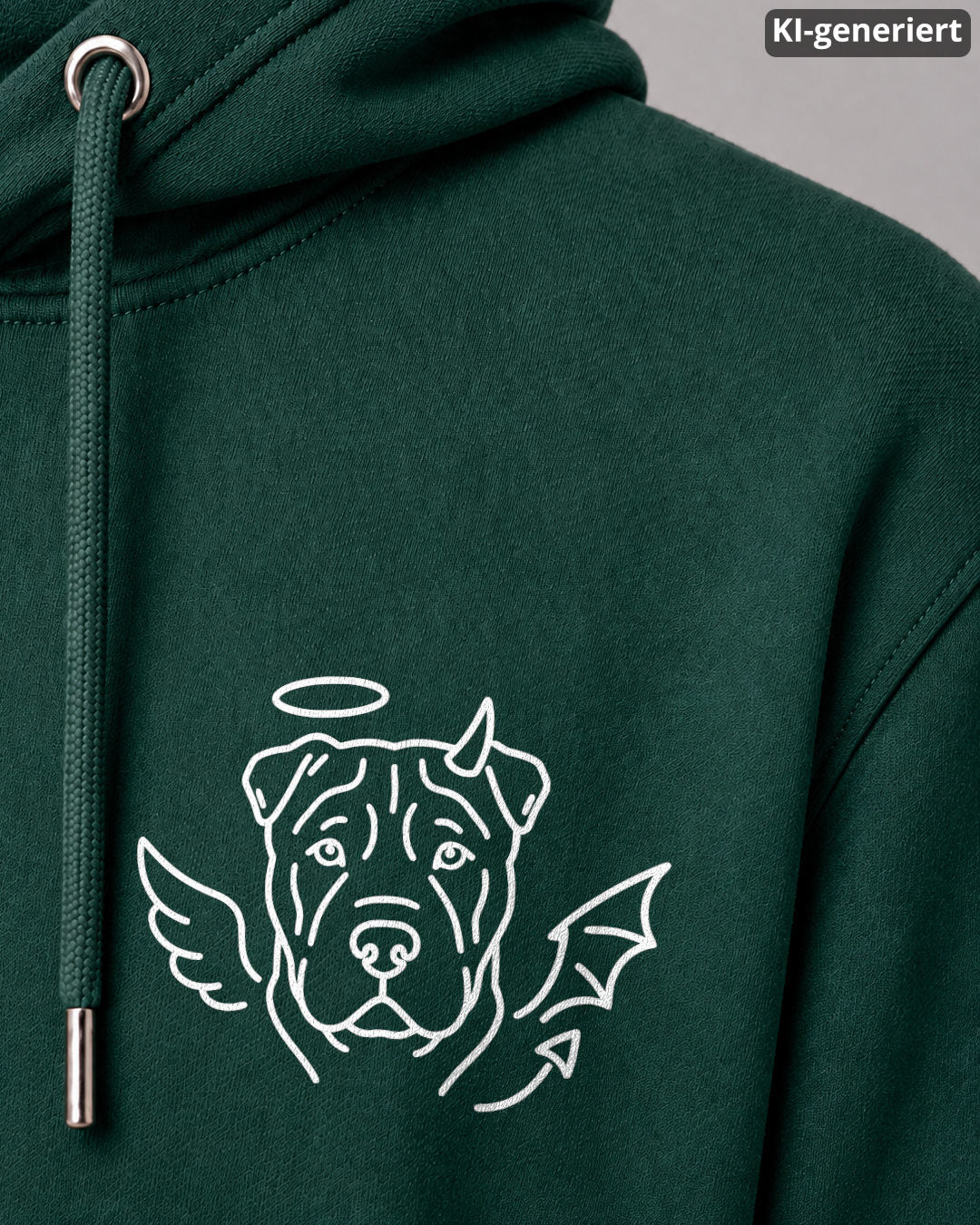KI-generiertes Detailbild – Halo & Horns - Shar-Pei