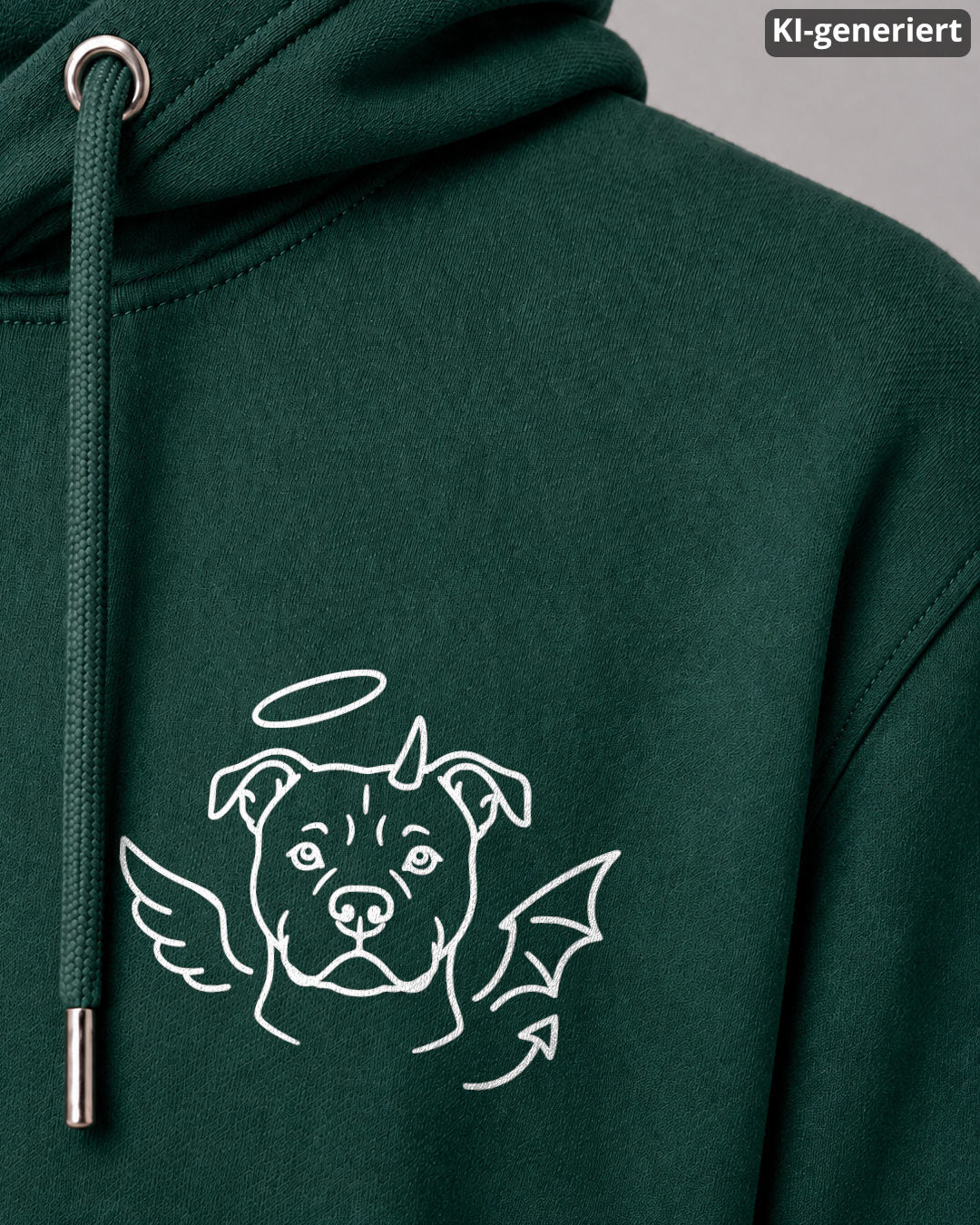 KI-generiertes Detailbild – Halo & Horns - Staffordshire Bullterrier