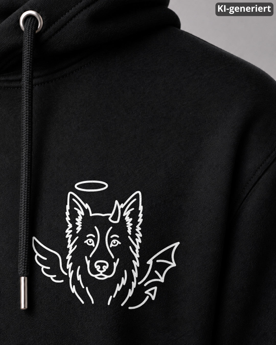 KI-generiertes Detailbild – Halo & Horns - Border Collie