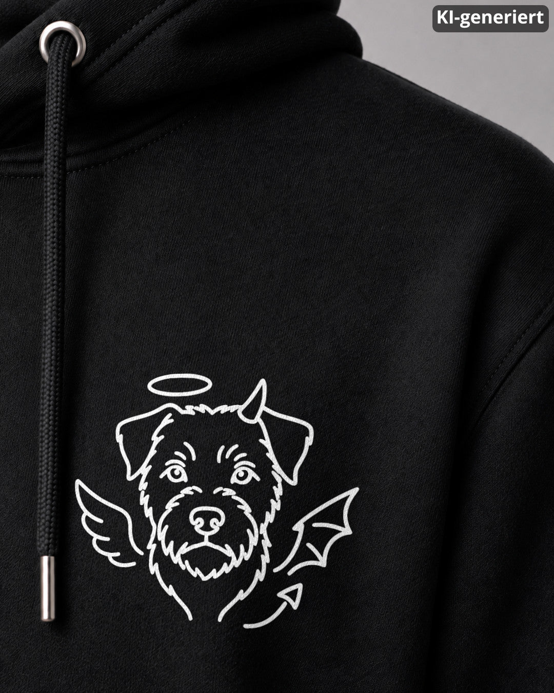 KI-generiertes Detailbild – Halo & Horns - Border Terrier