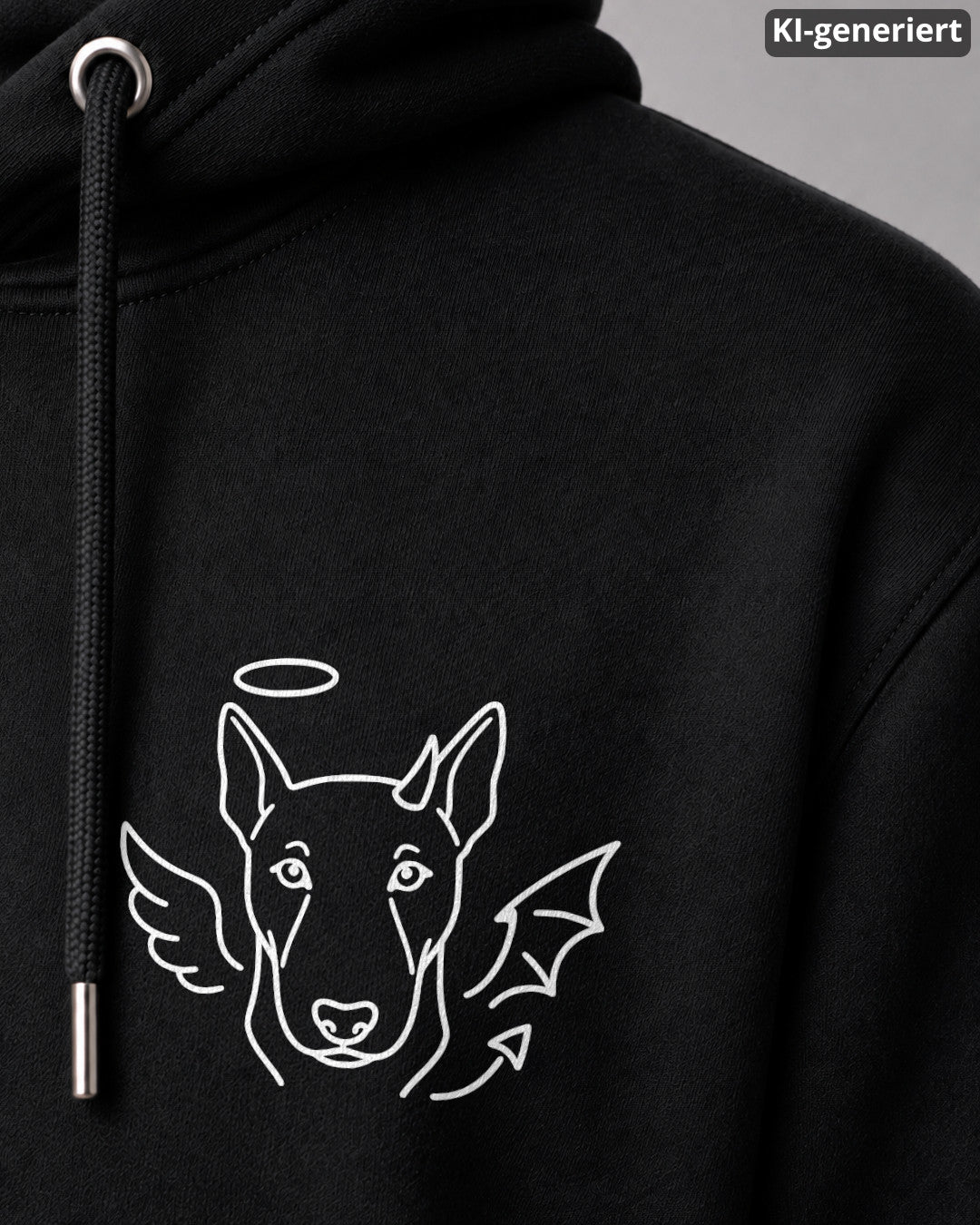 KI-generiertes Detailbild – Halo & Horns - Bullterrier
