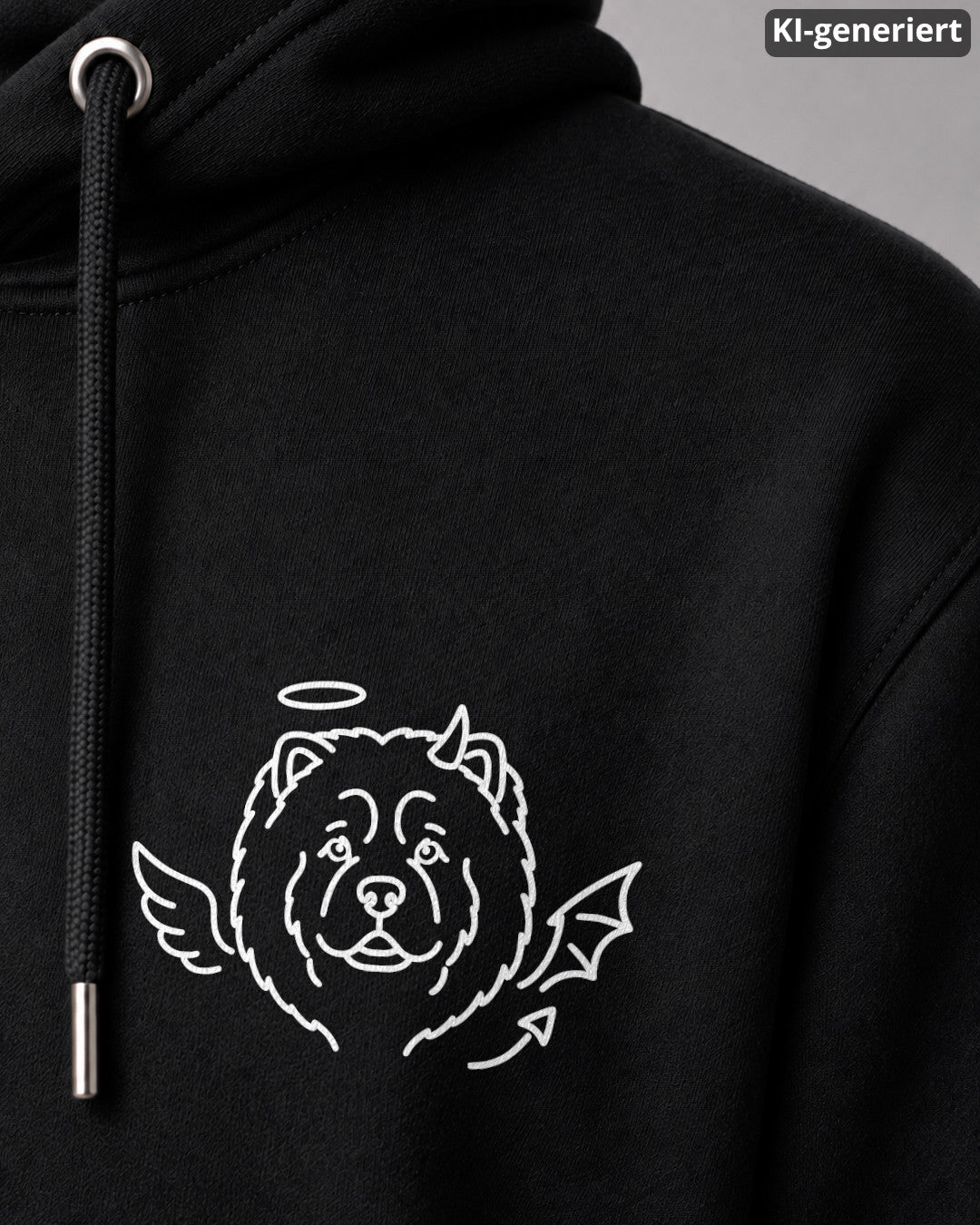 KI-generiertes Detailbild – Halo & Horns - Chow Chow