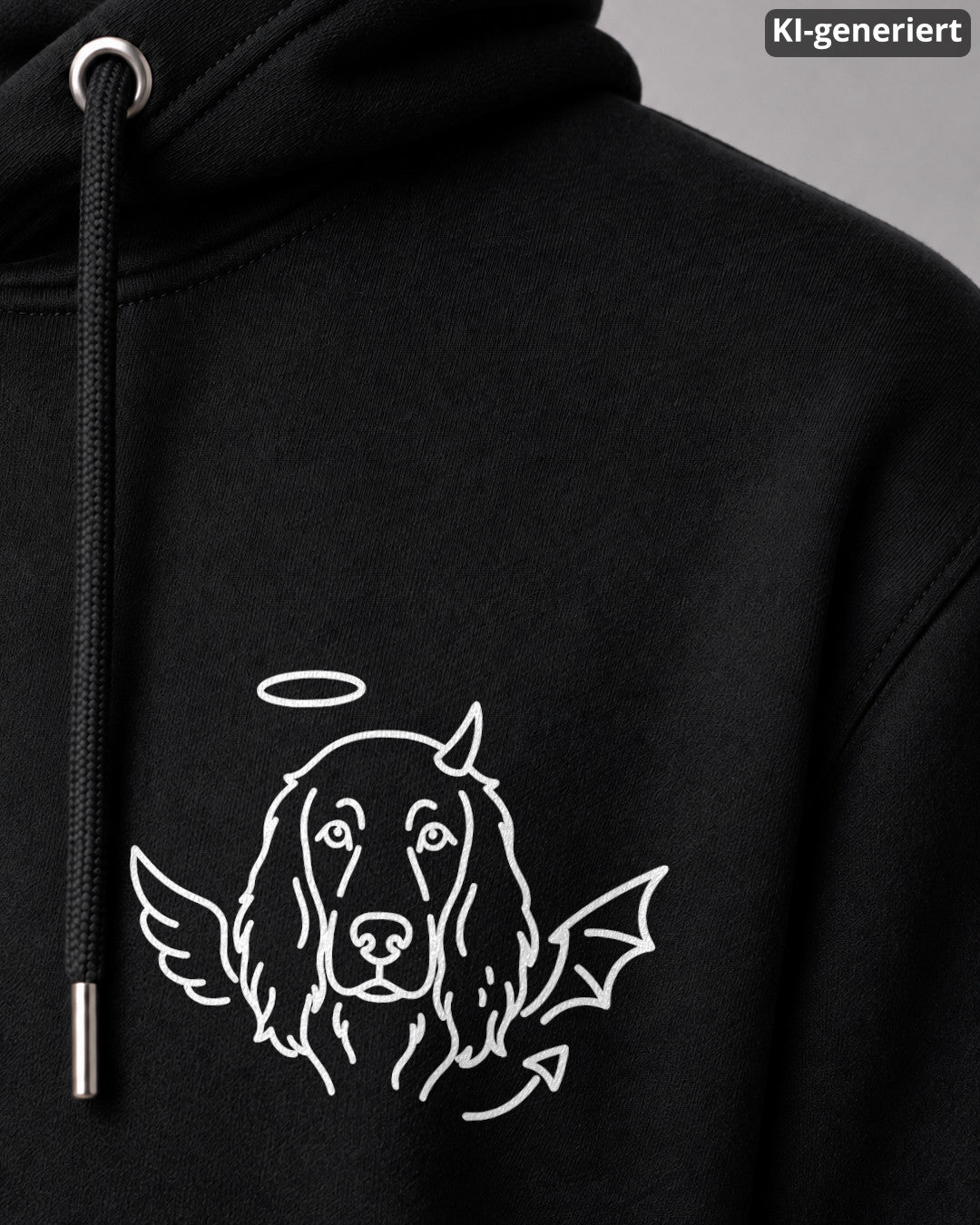 KI-generiertes Detailbild – Halo & Horns - Field Spaniel