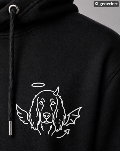 KI-generiertes Detailbild – Halo & Horns - Field Spaniel