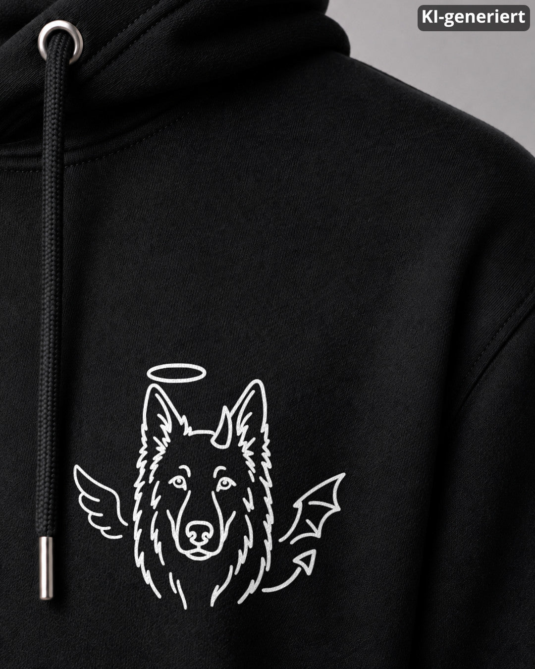 KI-generiertes Detailbild – Halo & Horns - Holländischer Schäferhund