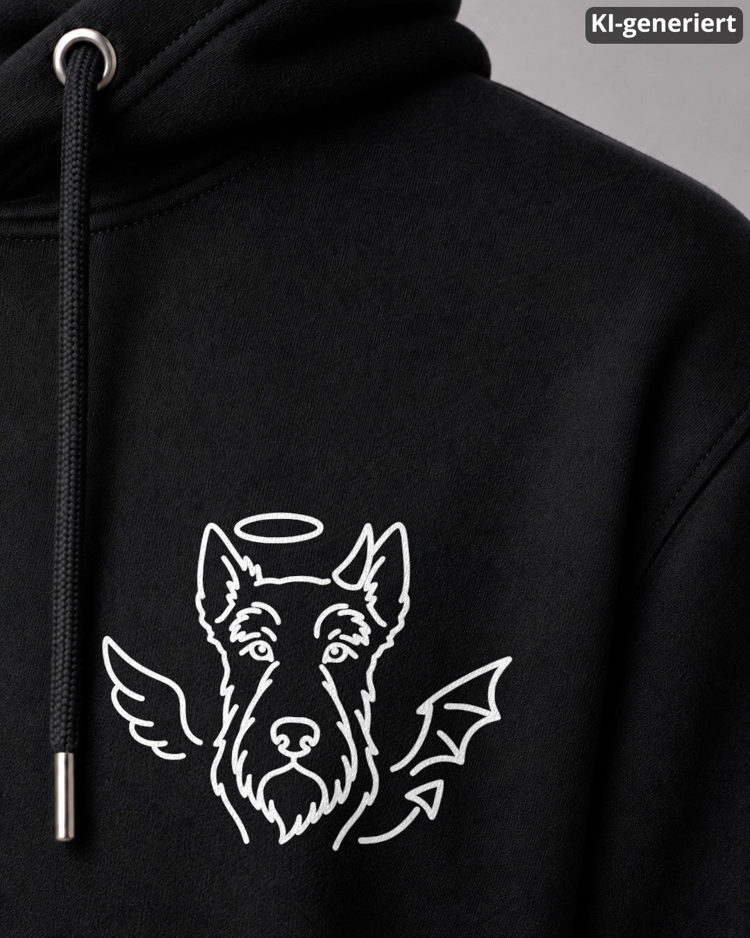 KI-generiertes Detailbild – Halo & Horns - Scottish Terrier