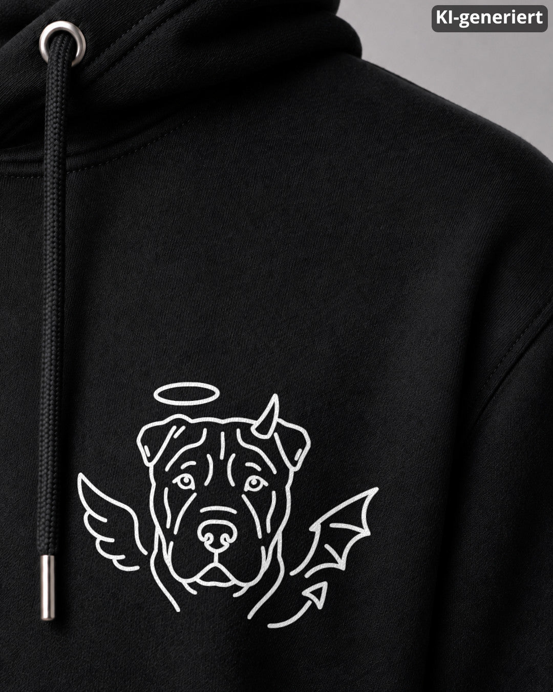 KI-generiertes Detailbild – Halo & Horns - Shar-Pei