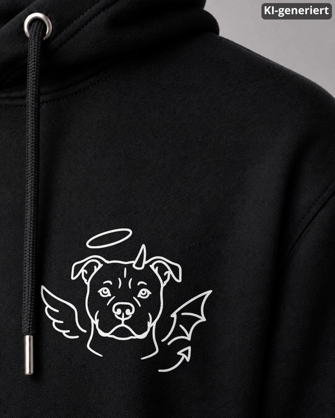 KI-generiertes Detailbild – Halo & Horns - Staffordshire Bullterrier