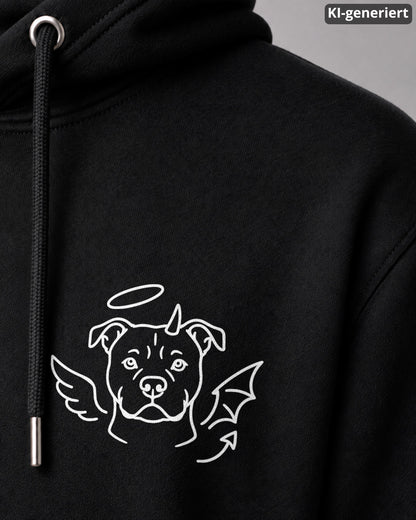 KI-generiertes Detailbild – Halo & Horns - Staffordshire Bullterrier