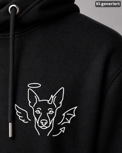 KI-generiertes Detailbild – Halo & Horns - Zwergpinscher