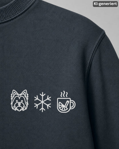 KI-generiertes Detailbild – Hund Schneeflocke Glühwein - Biewer Terrier