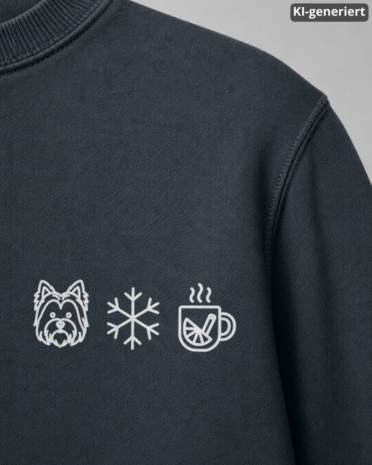KI-generiertes Detailbild – Hund Schneeflocke Glühwein - Biewer Terrier