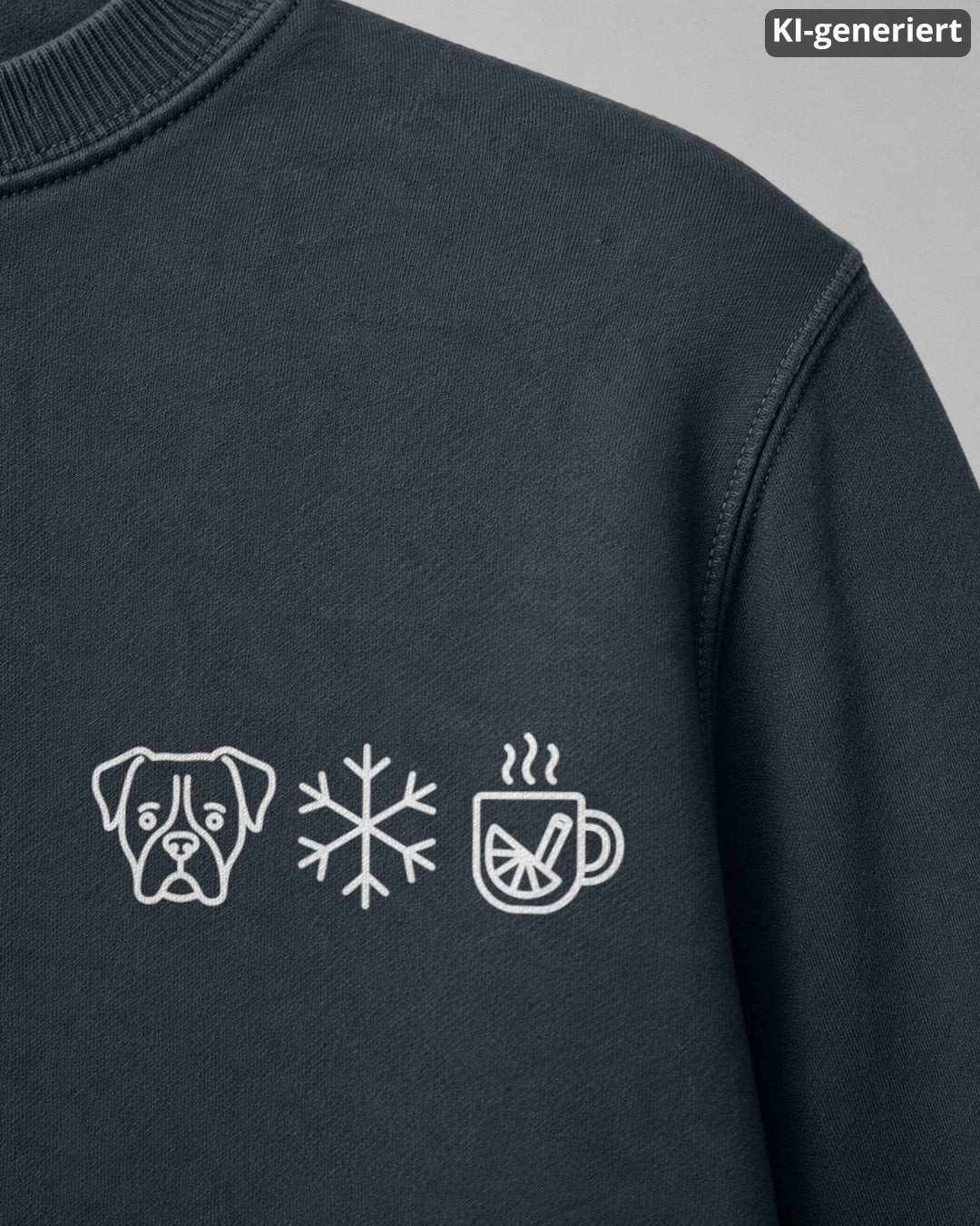 KI-generiertes Detailbild – Hund Schneeflocke Glühwein - Boxer