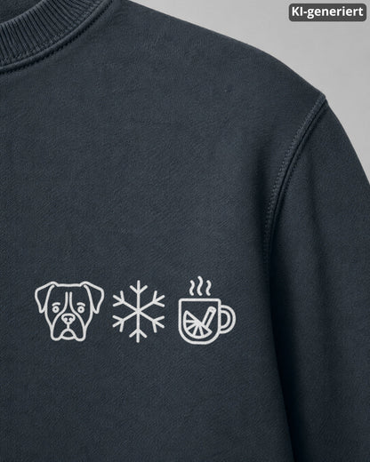 KI-generiertes Detailbild – Hund Schneeflocke Glühwein - Boxer