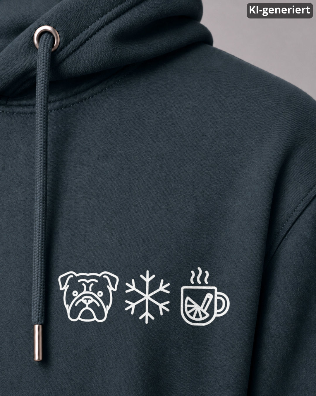 Detailbild – Hund Schneeflocke Glühwein - Englische Bulldogge